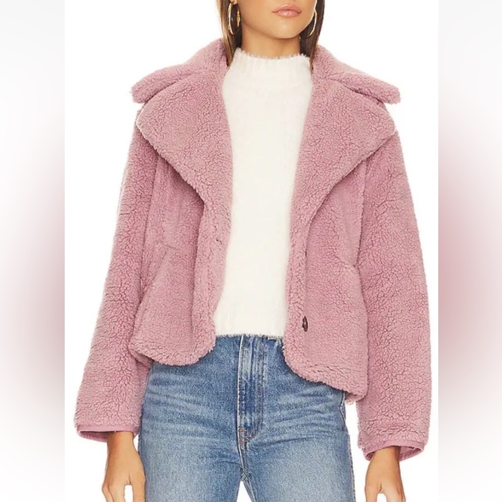 Free People Joplin Cozy Jacket in Smoked Pink.
